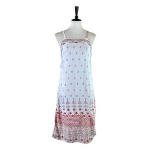 Lapogee Shift Dress Sleeveless Boho Cream Red Print Women’s Size Medium